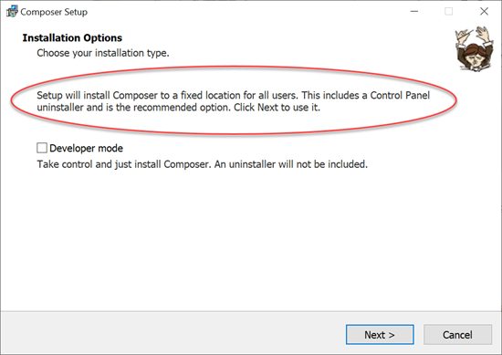 Composer Choose your installation type